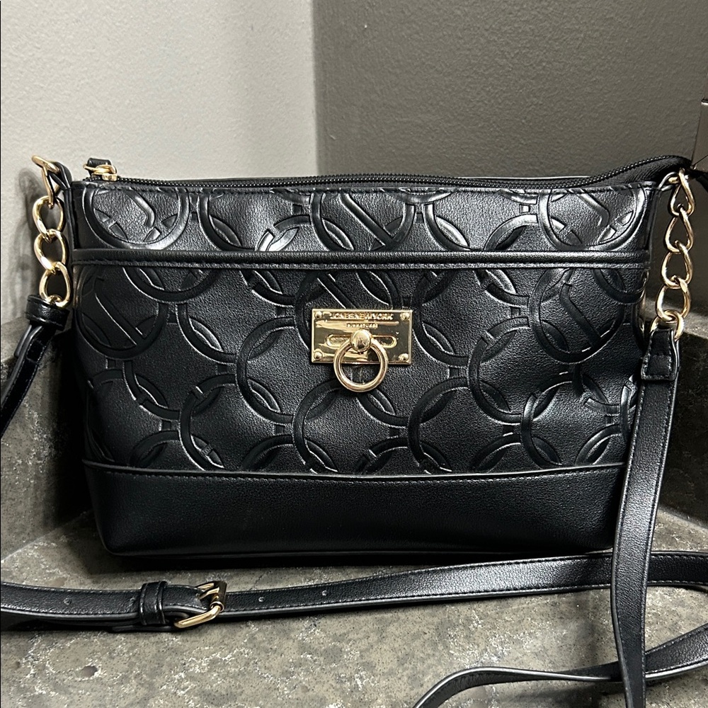 Jones New York Black Textured Crossbody Bag